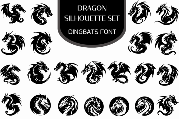 Dragon Silhouette Set: Mythical Design Power