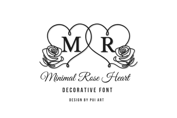 Minimal Rose Heart: Elegant Serif Monogram Font